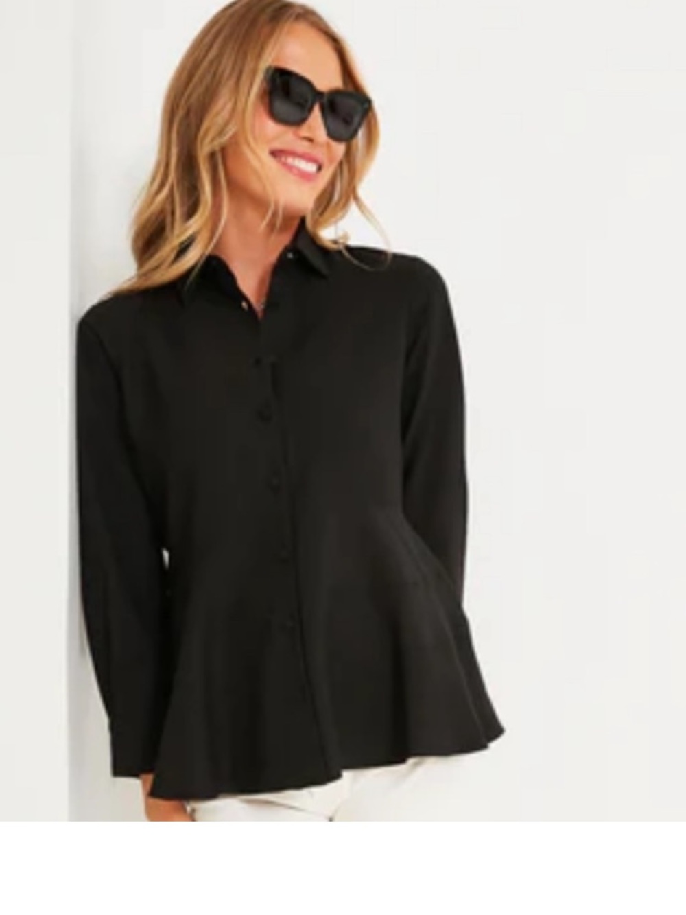 Tuckernuck Pomander Place Ashlen Blouse Black XL Button Front Peplum Top